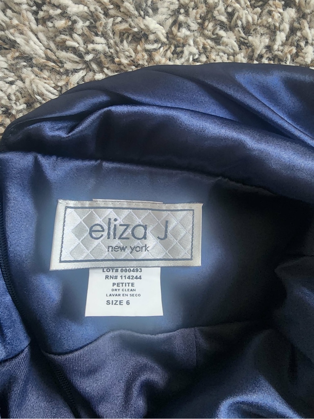Eliza J Navy Satin Petite Blazer